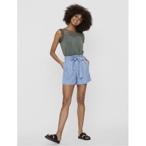 Women's Light Blue Tie-Waist Shorts